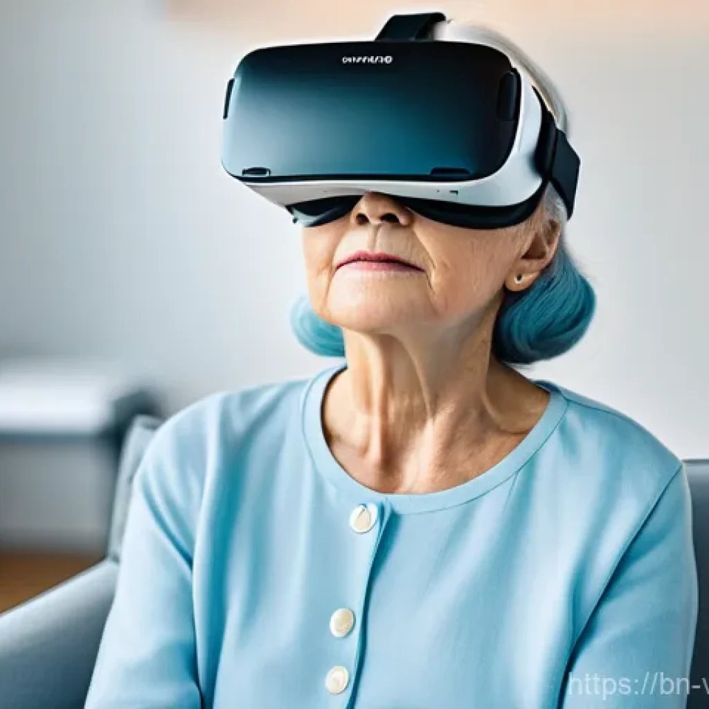 가상현실 재활치료를 위한 사용자 인터페이스 설계 - **Prompt 1: User-Friendly VR Rehabilitation for an Elderly Patient**
    "A serene, medium shot of a...