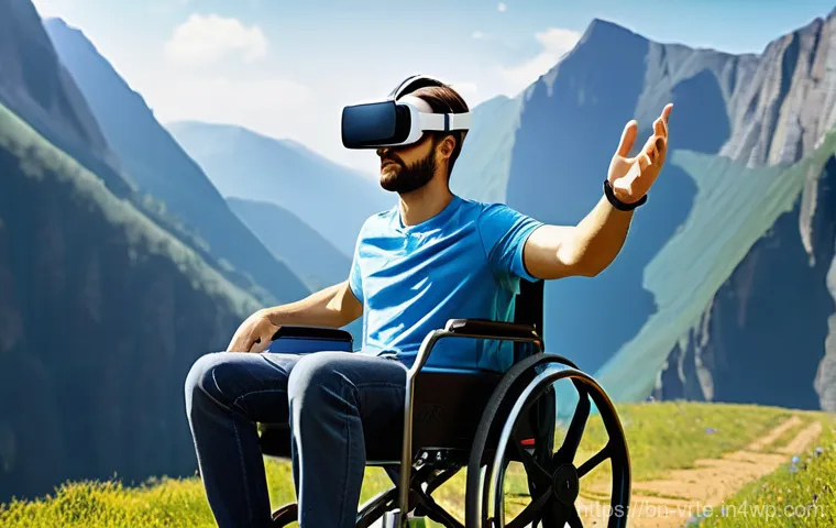 가상현실 재활치료의 진화 - **Prompt 1: Virtual Garden Rehabilitation**
    "A peaceful indoor rehabilitation center scene. A mi...