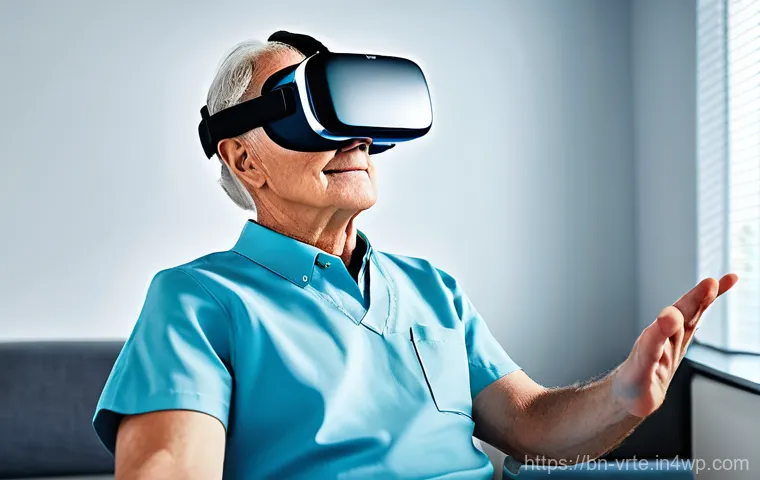 가상현실 재활치료의 진화 - **Prompt 2: Overcoming Limitations in Virtual Reality**
    "A visually striking image depicting a y...