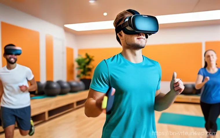 VR을 이용한 신체 재활 프로그램 - **Prompt:** "A serene, high-resolution, realistic photograph of an elderly woman (70s) with a gentle...