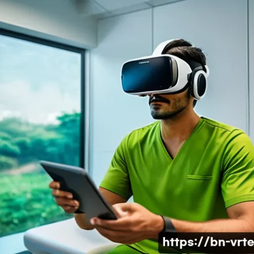 VR 재활치료의 환자 맞춤형 적용 - A detailed scene showing a Bengali patient undergoing personalized VR rehabilitation therapy in a mo...