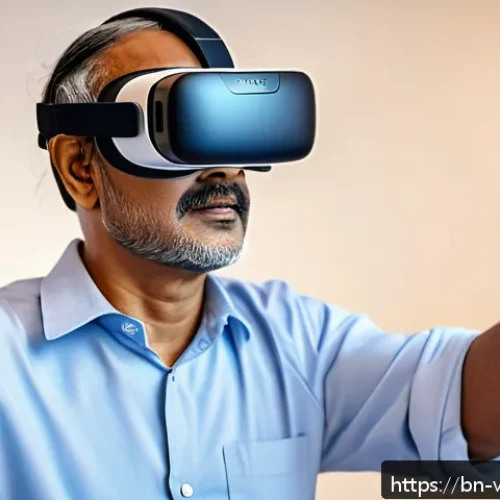 VR 재활치료의 장기적 효과 - A middle-aged Bengali man undergoing virtual reality rehabilitation therapy in a modern clinical set...