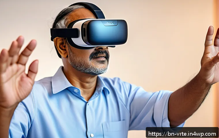 VR 재활치료의 장기적 효과 - A middle-aged Bengali man undergoing virtual reality rehabilitation therapy in a modern clinical set...